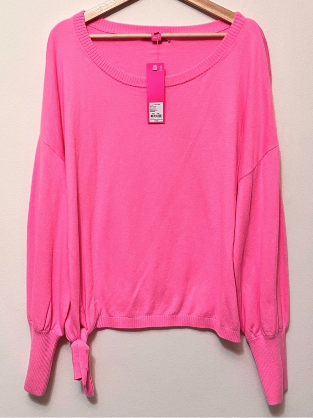 Lilly Pulitzer • XXL • Scoop Neck Long Blouson Sleeve Sweater Vibrant Pink